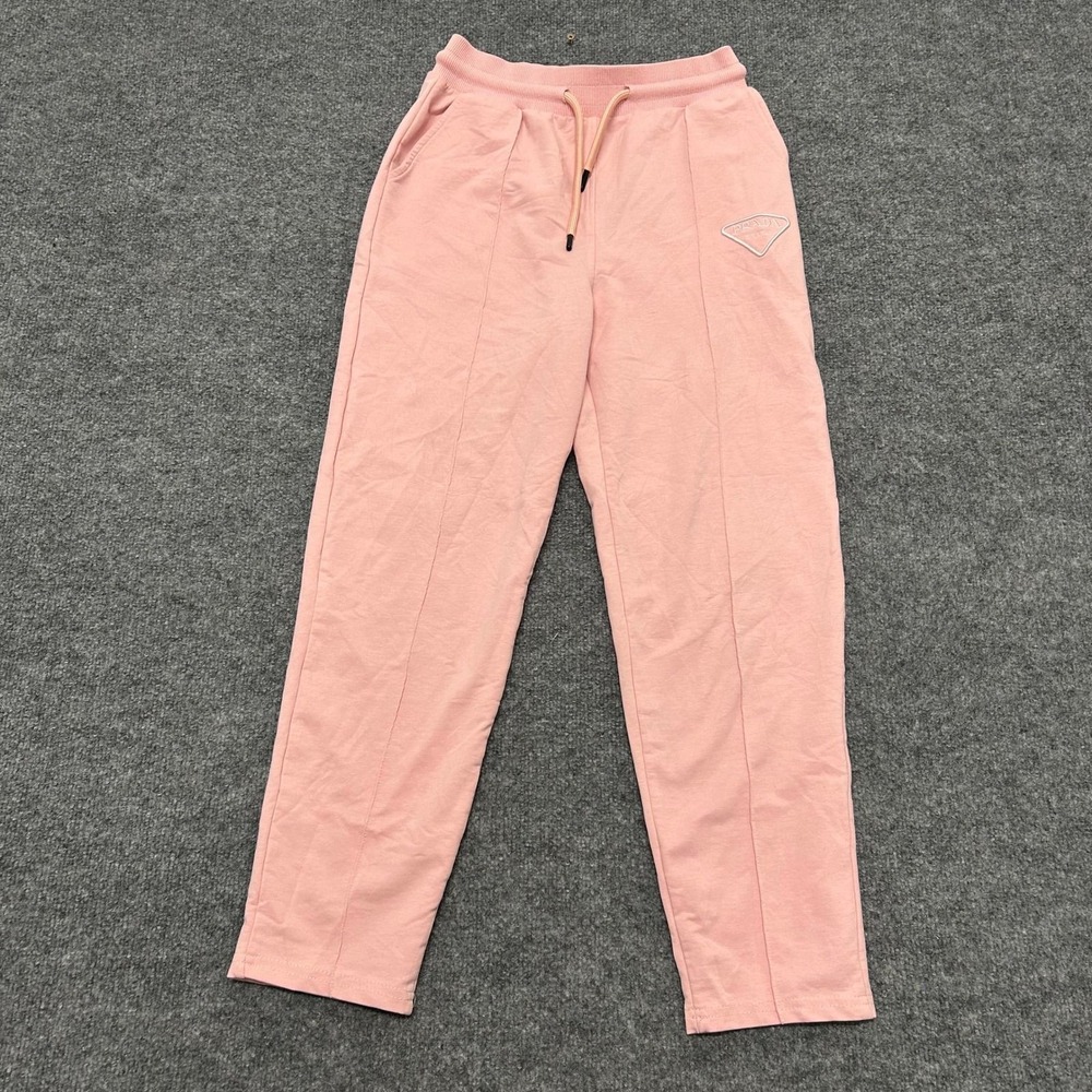 Prada Sweatpants Womens Size 40 Pink Triangle Logo Drawstring Joggers Luxury